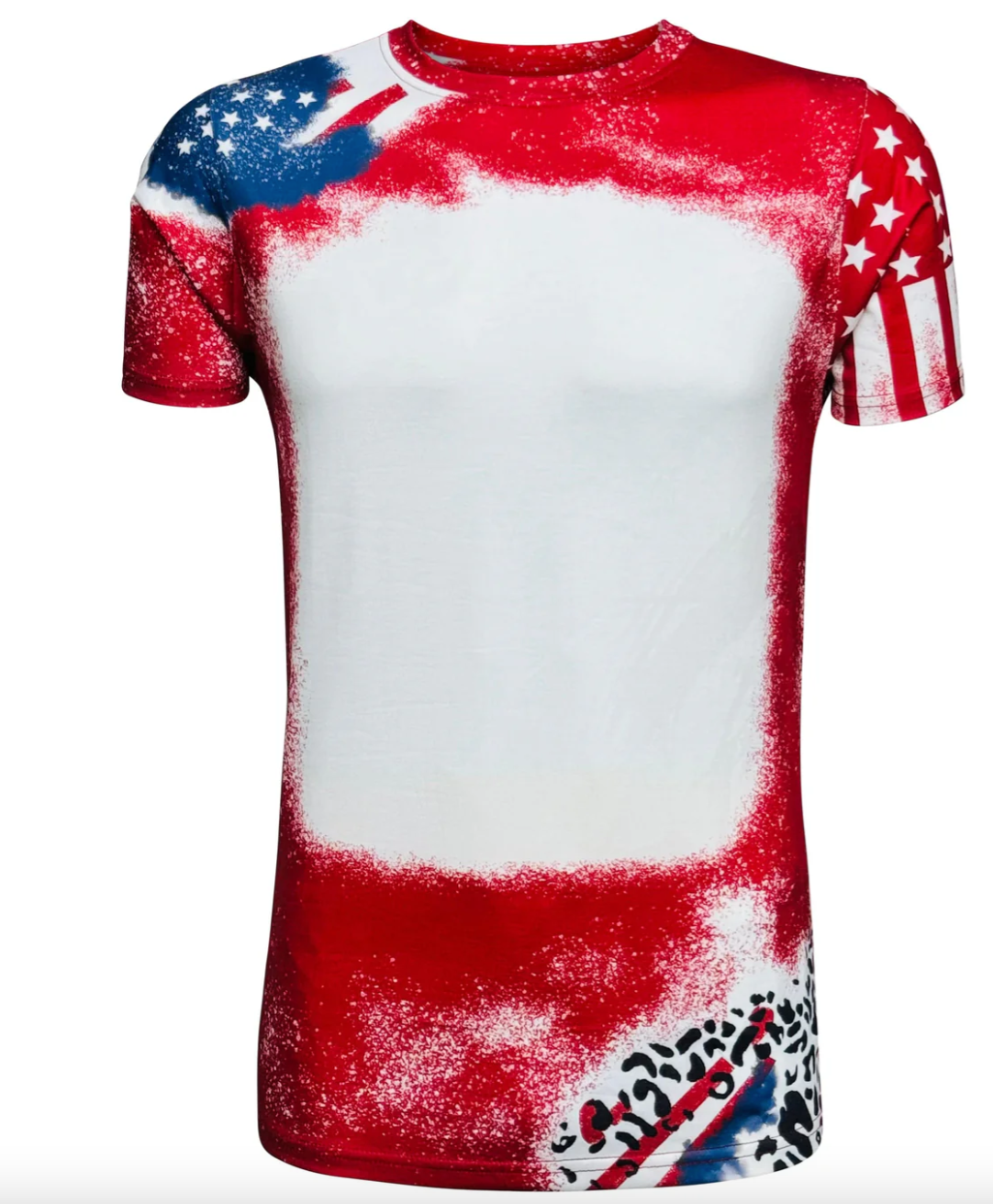 4th of July Star Faux Bleached and Sublimated Shirt- Completed Shirt